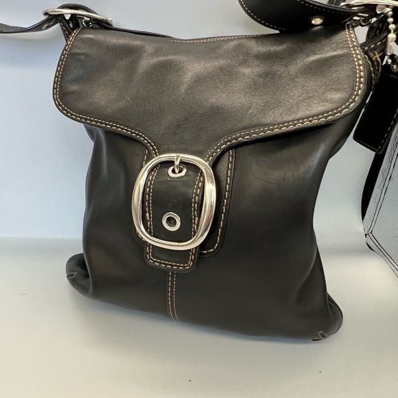 Coach Handbags - Coach Black Leather Crossbody Bag with Silver Buckle